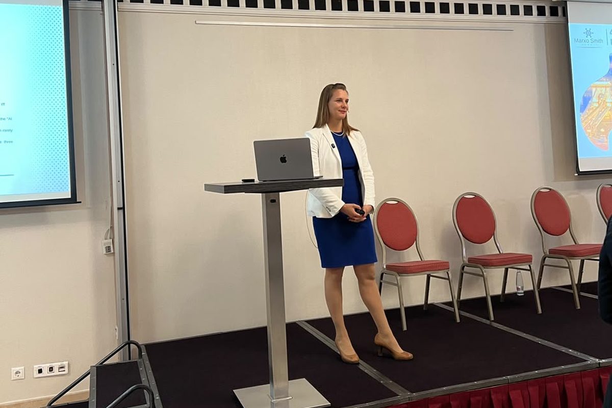 Selina Gaertner presenting her talk at the Pharma Commercial and SFE Summit in Budapest, September 2026