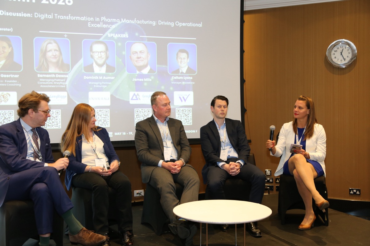 Selina Gaertner speaking on a panel about Digital Transformation in Pharma Manufacturing